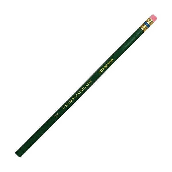 Dymo COL-ERASE PENCIL WITH ERASER, 0.7 MM, 2B #1, GREEN LEAD, GREEN BARREL, DOZEN, 12PK SAN20046 - main